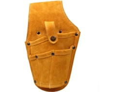 Bolsa para ferramentas em couro bovino com fivela de metal cor de cobre, ideal para manuseio de ar condicionado.