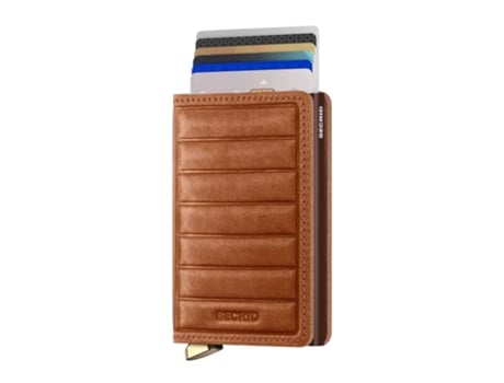 Carteira Secrid Premium Slimwallet Emboss Lines Cognac