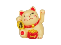 Gato da Sorte Acenando Automaticamente com Energia Solar, Decoração para Casa, Escritório e Carro BRILVIBERA (amarelo 01)