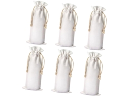 Conjunto De 6 Sacolas De Vinho Reutilizáveis Em Lona Com Cordão, Bolsa Elegante E Portátil Para