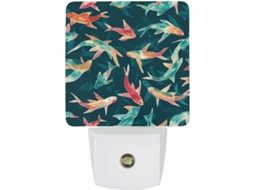 Luminária Noturna Led Com Estampa De Peixe Ciano E Sensores Luz Banheiro, Corredor, Escadas, Quarto E Cozinha