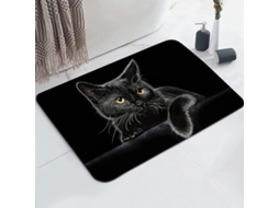 Tapete Banho 42x60cm Antiderrapante, Absorvente, Lavável, Gato Preto