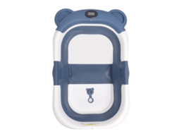 Bañeira Dobrável Para Bebê Com Sensor De Temperatura, Antiderrapante, Orifício De Drenagem, Cor Azul Escuro