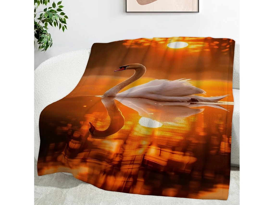 Manta Sunset Swan 180x200 Cm Multifuncional Macia e Aconchegante de Flanela para Cama Cobertor Cochilo no Escr