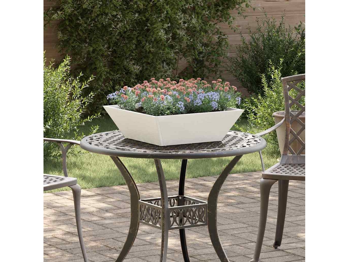 Vidaxl Vaso De Jardim Branco 50 X 50 X 15 Cm Aço Laminado A Frio