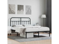 Vidaxl Estrutura De Cama Com Cabeceira 140x200 Cm Metal Preto