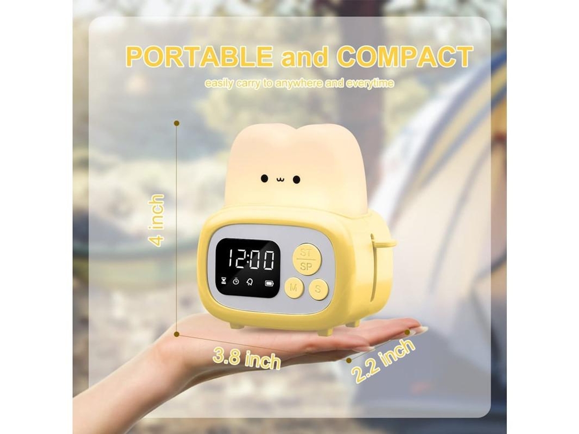 Temporizador Bonito Com Relógio E Luz Noturna Lâmpada Em Formato De Mini Torradeira Com Despertador Led Temporizador Para Crianças E Adultos Yizhood