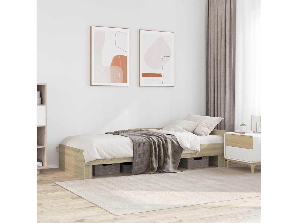 Vidaxl Estrutura De Cama Com Cabeceira Carvalho Sonoma 80 X 200 Cm
