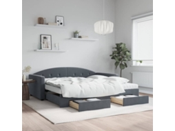 Sofá cama con cajones y terciopelo gris oscuro de 100x200cm