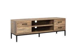 Rack Para Tv Até 50 Polegadas Com Armário 2 Gavetas E Prateleira Passa Cabos 132x39x45,5 Cm Marrom E Preto