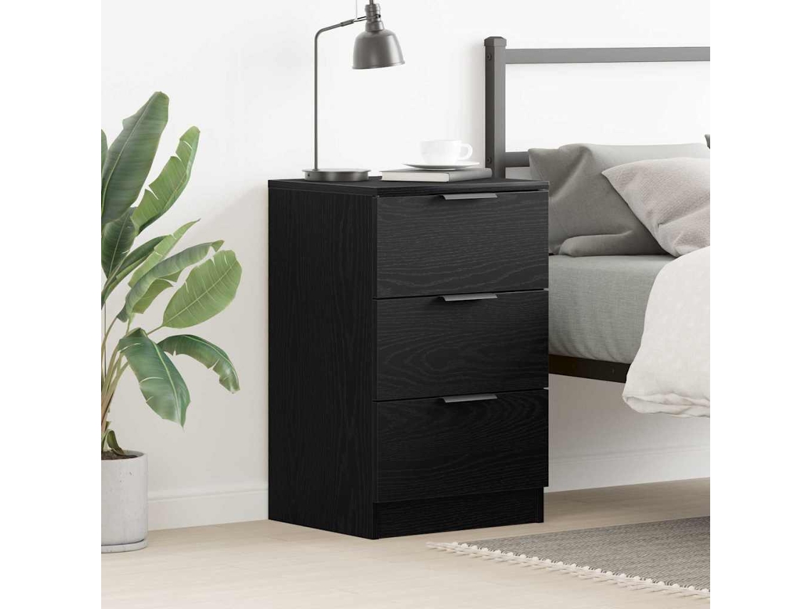 Vidaxl Armário De Cabeceira Carvalho Preto 40 X 65 X 65 Cm