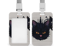 Clipe Crachá, Porta Crachá Com Estampa Resumo de Gatinho Fofo E Cordão, Porta Crachá de Identificação, Cordão