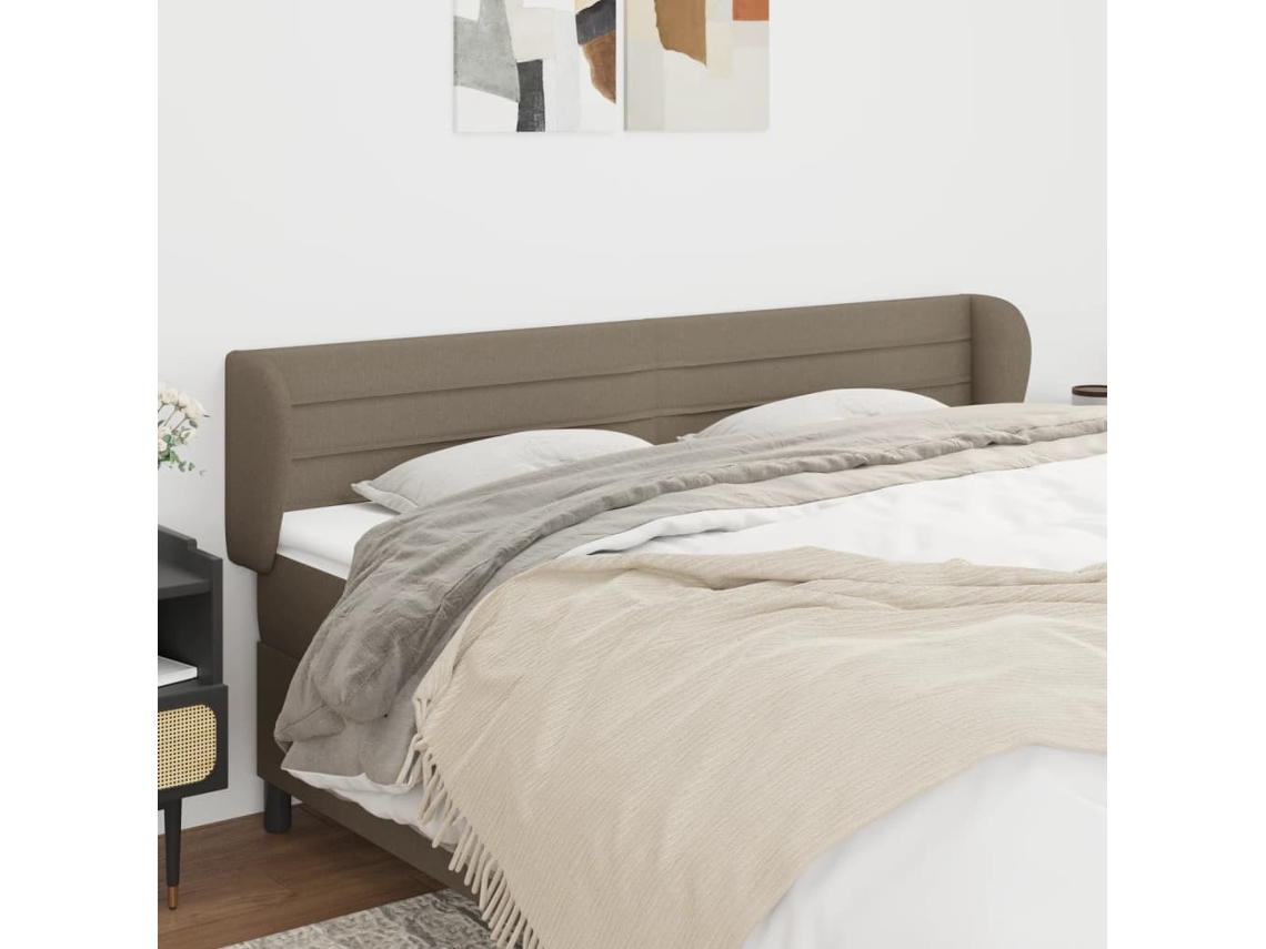 Vidaxl Cabeceira Cama Abas Tecido 163x23x78/88 Cm Cinzento-acastanhado