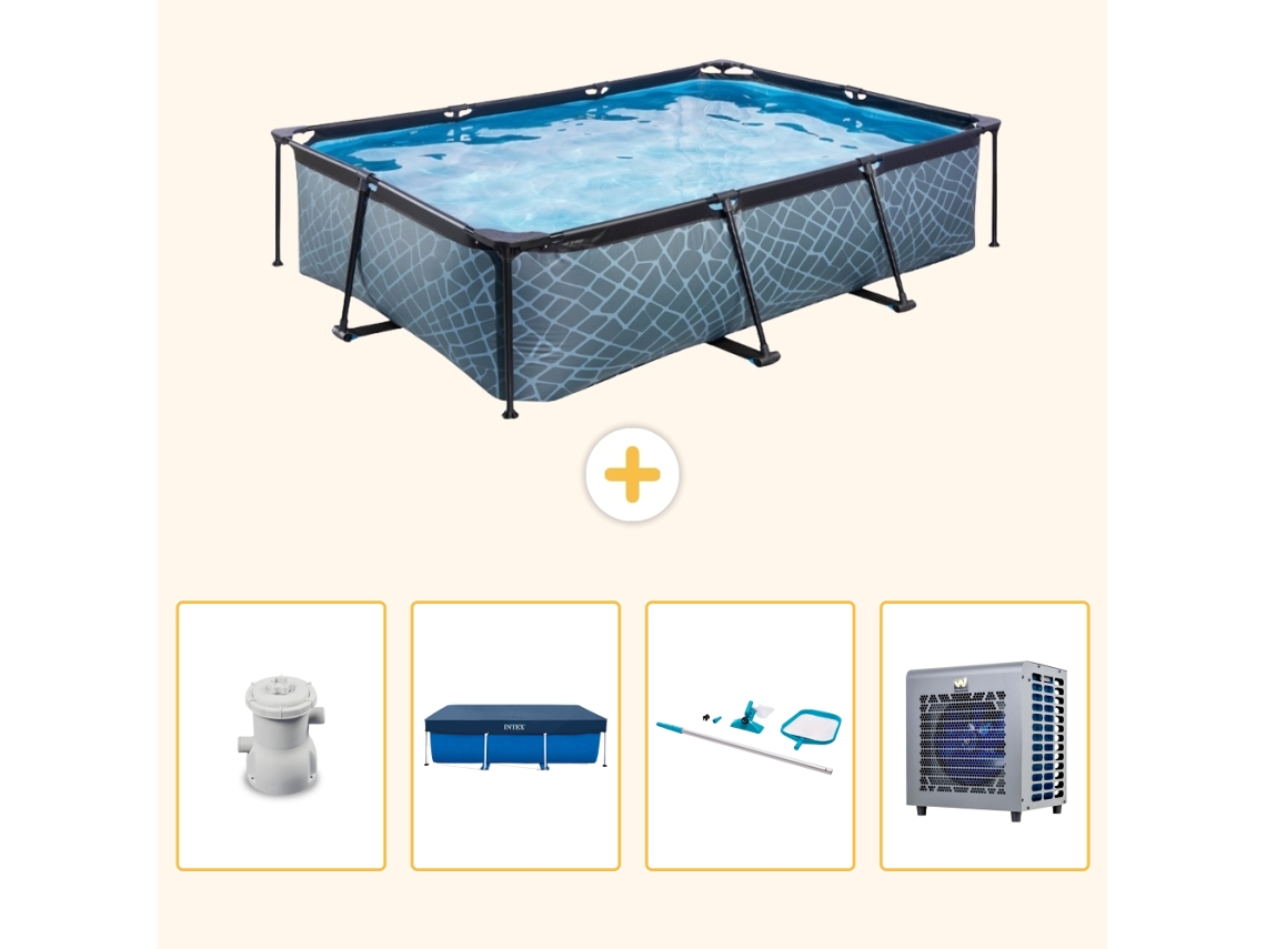 Exit-toys Piscina Exit Retangular - Efeito Pedra - 300x200x65 Cm - 5-peças S283