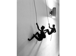 2026 figuras de Escaladores En Bronce para Pared Trio de Hombres Ornamentos de Abseiling Interiores