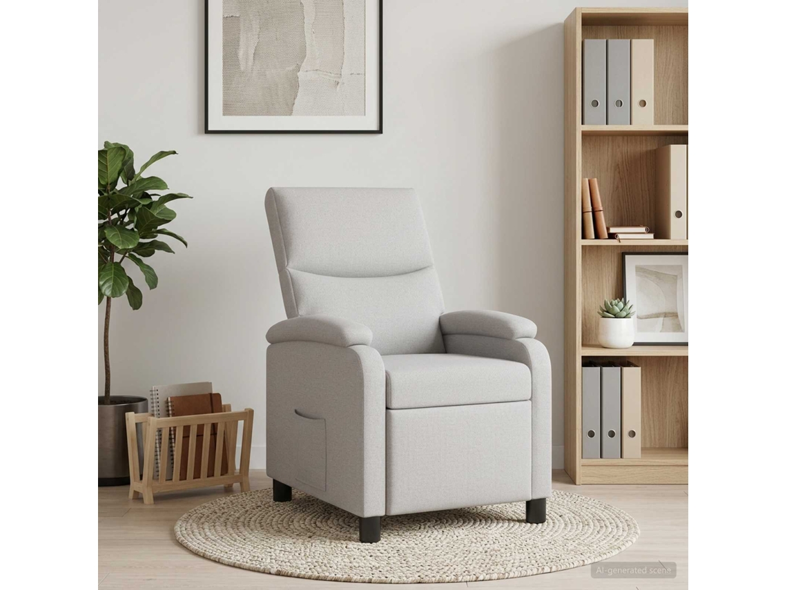 Vidaxl Reclinável Cinza Nuvem Tecido
