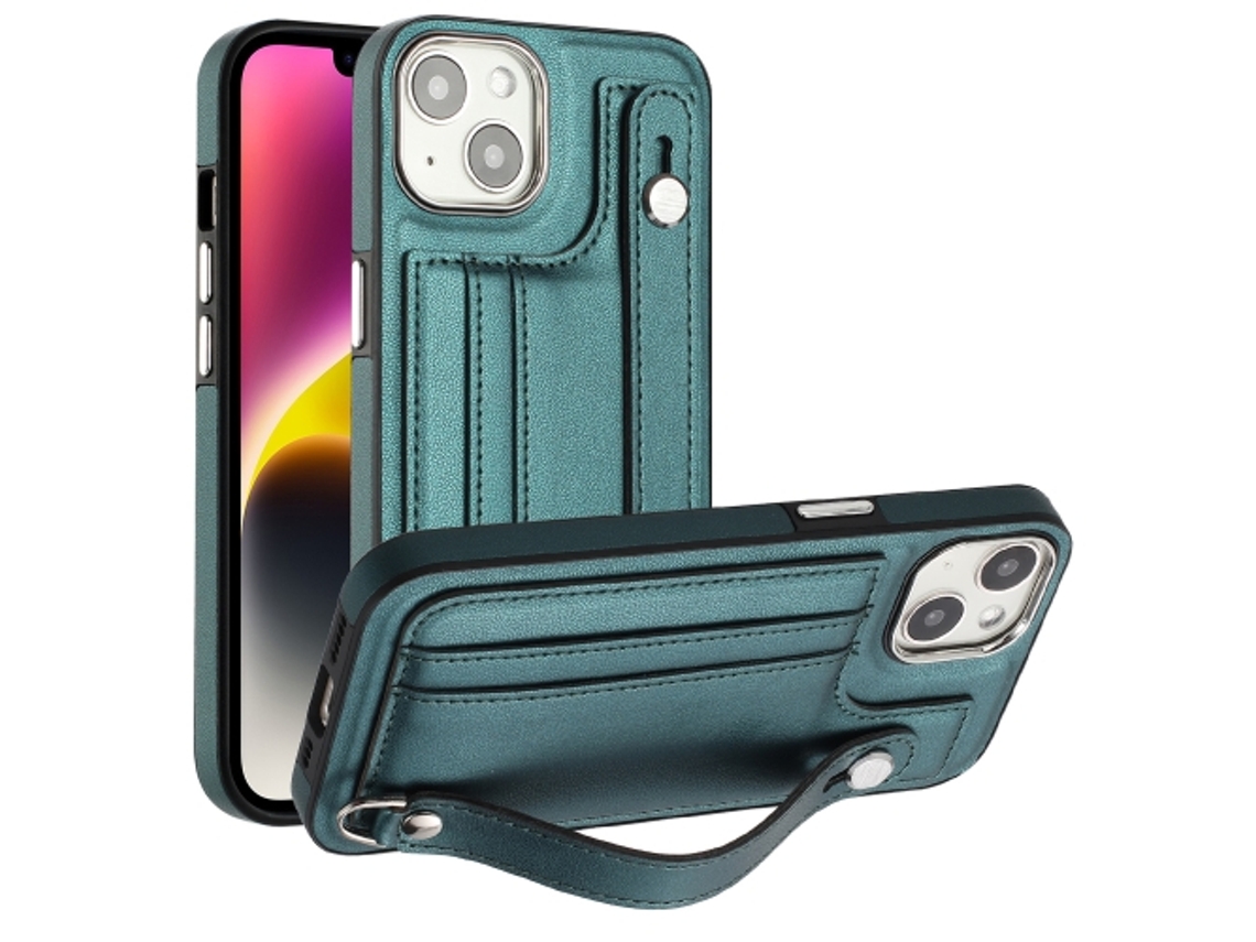 Capa Mobile Phone Cases Shockproof With Wrist para iPhone 13 Pele Castanho