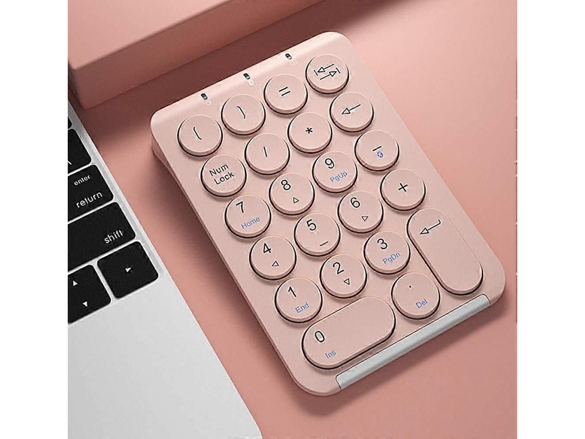 Mini Bluetooth Teclado Digital Sem Fio Rosa TAISHENGDA