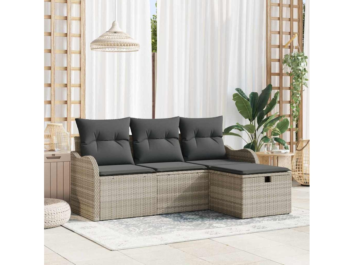 Vidaxl Conjunto De Sofá De Jardim 4 Unid. Rattan Sintético
