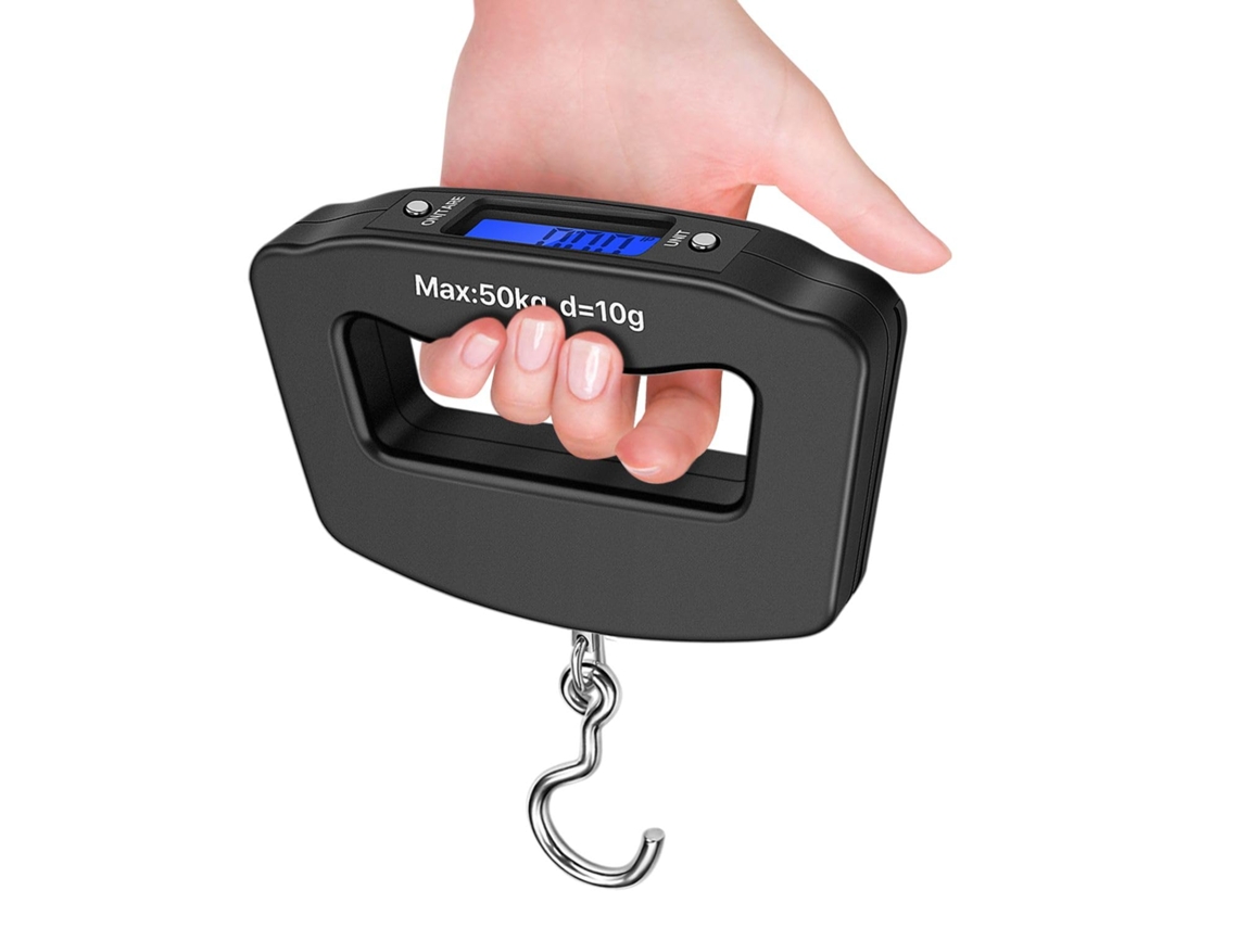 Balança Digital Portátil Para Bagagem, Capacidade 50 Kg, Com Gancho, Permite Verificar O Peso Antes Do Embarque, No Aeroporto Ou Em Casa