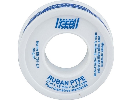 Fita De Vedação Ptfe 12mmx12mx0,075m A Granel Geb