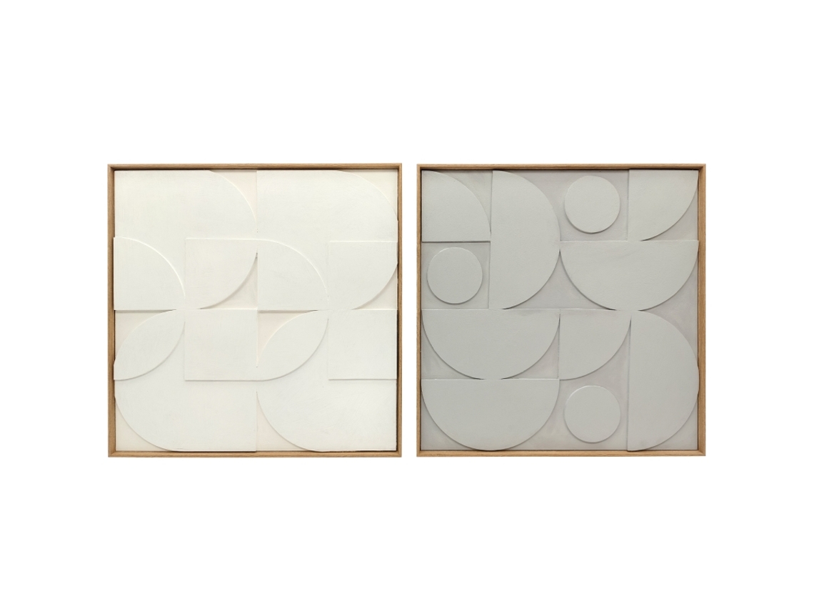Conjunto 2 Decoração Parede 3d Geométrica Branca 80x3.5x80cm VELTRIX