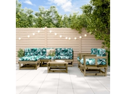 Vidaxl 7 Pcs Conjunto Lounge De Jardim Madeira De Pinho Impregnada