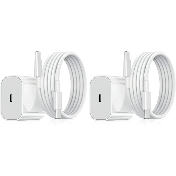 2 Un, - Carregador Compatível Com Iphone, Rápido, Adaptador + Cabo 20w Branco