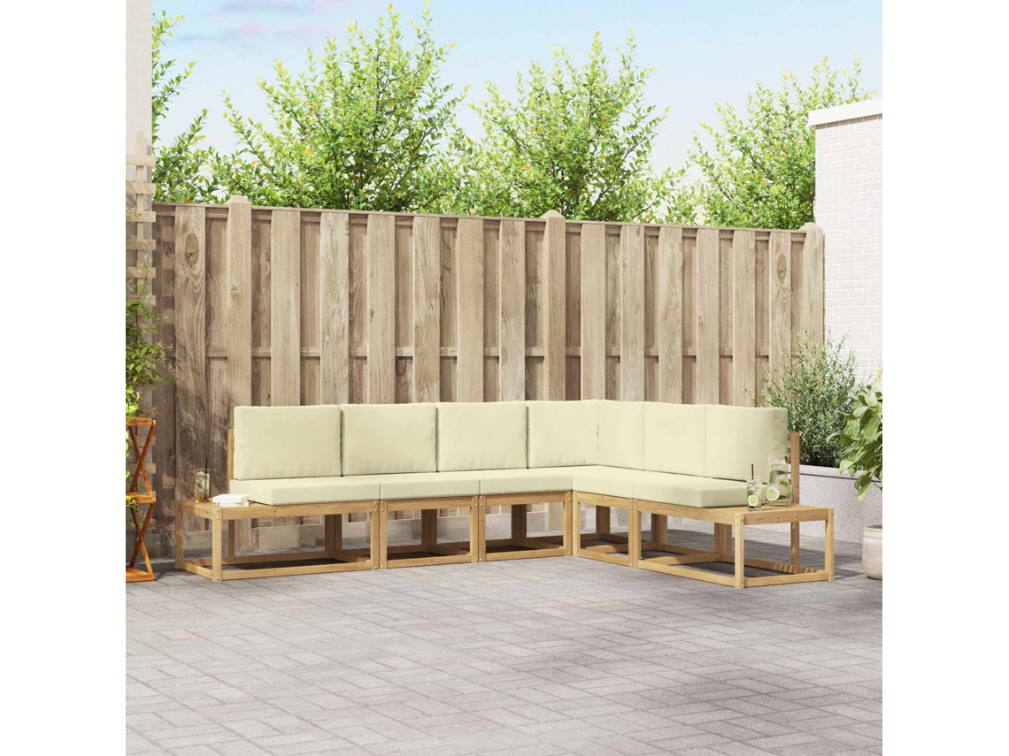 Vidaxl Conjunto De Sofás Para Exterior 4 Peça Branco E Creme Poliéster