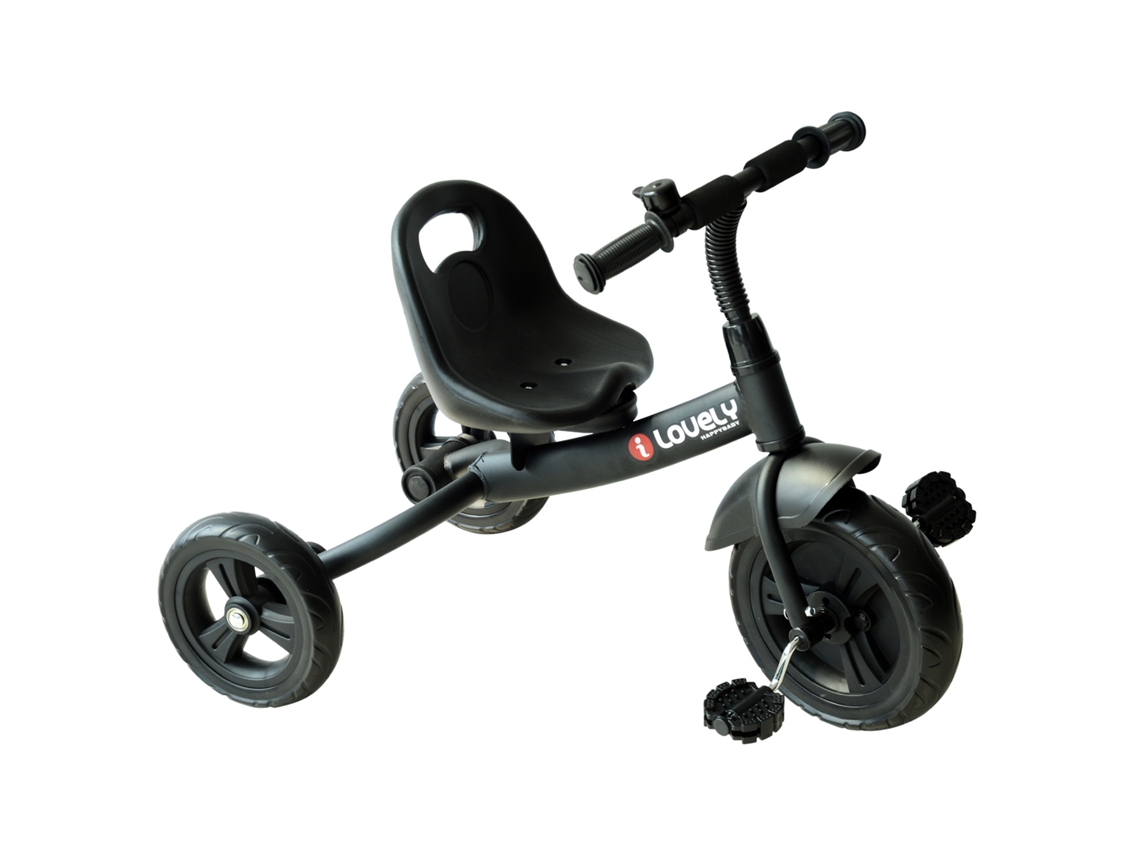 Triciclo Para Crianças Acima De 18 Meses Infantil Com Protetor De Segurança Para As Rodas E Campainha 79x50,5x58 Cm Preto