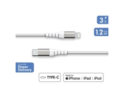 Cabo Usb-C Lightning Garantido Vitalício Reciclado Force Power Plástico Branco