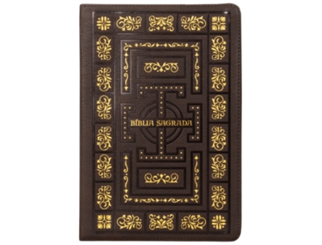 Livro Bíblia Sagrada Católica, Letra Grande, Molduras, Couro-soft Marrom, Leitura Perfeita De Casa Dos Livros (português Do Brasil)