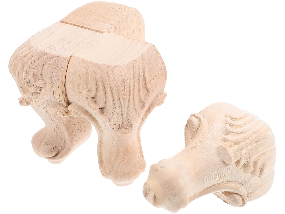 Kallory Conjunto De 4 Pés Decorativos Madeira Para Móveis, Sofá, Cama E Armário, Com Altura Ajustável