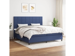 Vidaxl Cama Com Molas/colchão 200x200 Cm Tecido Azul