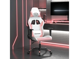 Vidaxl Cadeira Gaming Massagens Couro Artificial Branco E Rosa
