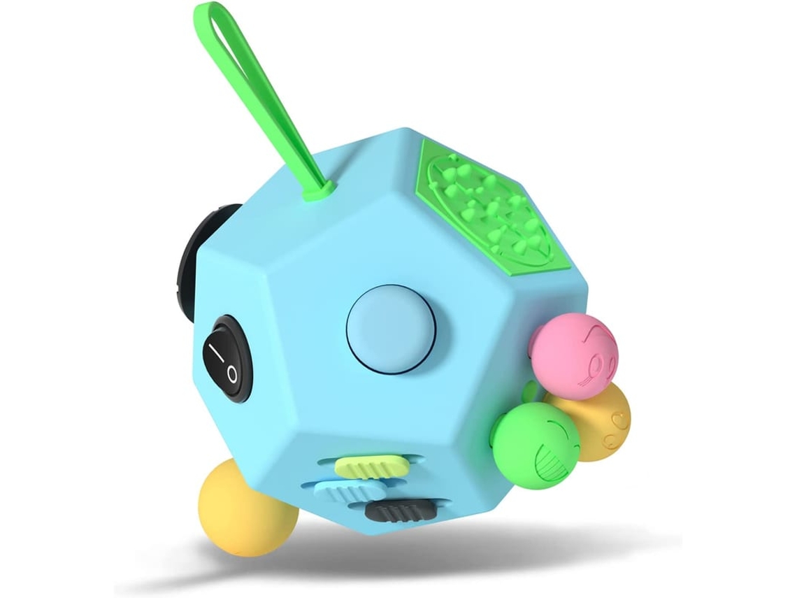 Cubo Antiestresse Com 12 Lados Para Crianças E Adultos Com Tdah Tda Ocd Autismo Céu Azul B3