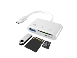 Leitor De Cartões Sd Usb-c E Hub De Cartões Tf (3 Em 1) Adaptador De Base Type-c 3.0