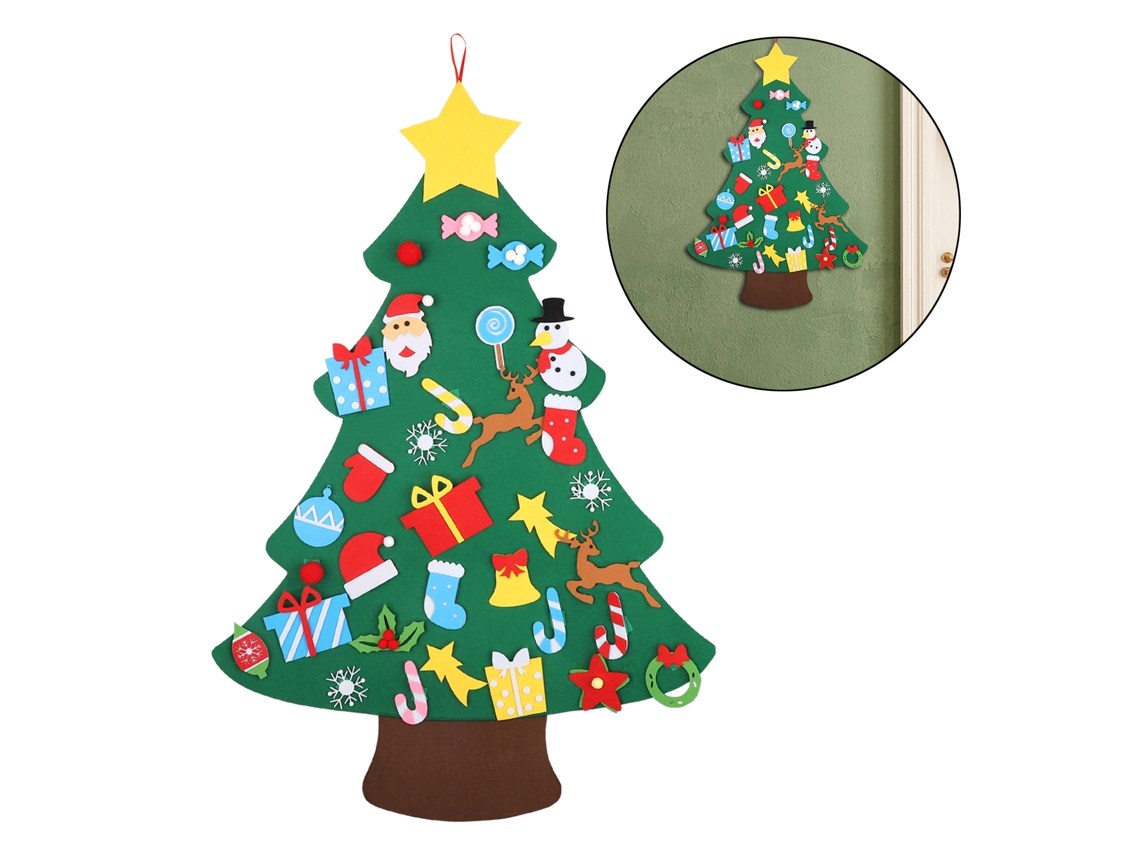 Árvore De Natal De Feltro Laxiscreed De 95cm Com 33 Adesivos Decorativos Para Diy