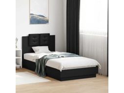 Vidaxl Estrutura de Cama C/ Cabeceira 90x190 Cm Deriv. Madeira Preto