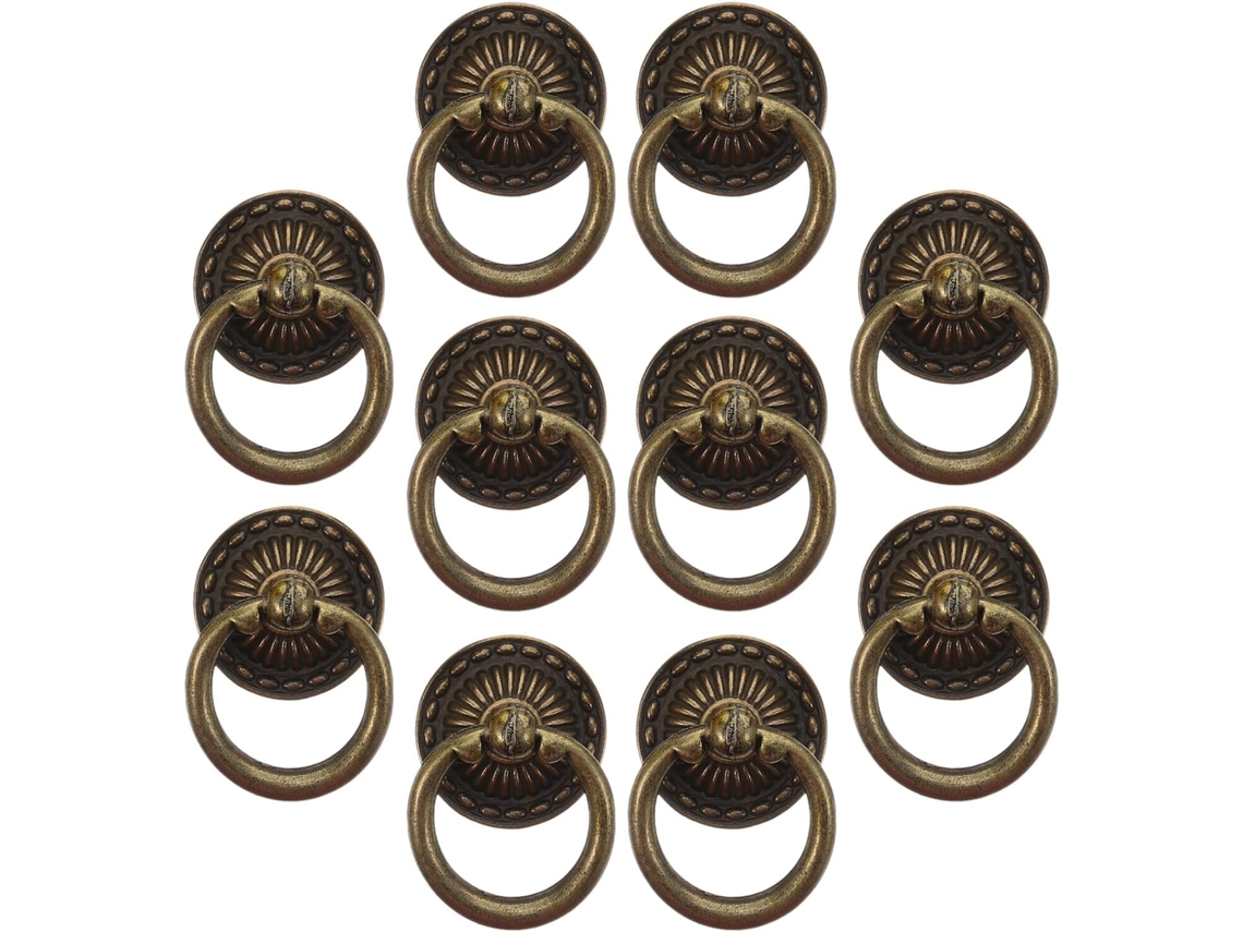 Conjunto De 10 Peças De Puxadores Antigos De Cobre Para Móveis, Argolas Para Gavetas Com Furos.