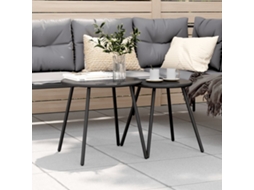 Vidaxl Mesas Centro P/ Jardim Redondas 2 Pcs Aço Revestido A Pó Preto