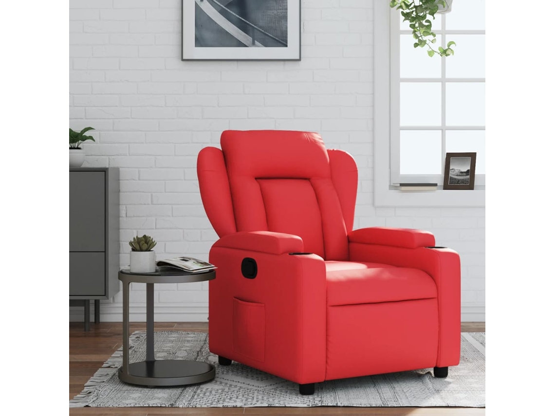 Poltrona de Sala HARLANV1 em Couro Artificial Vermelho