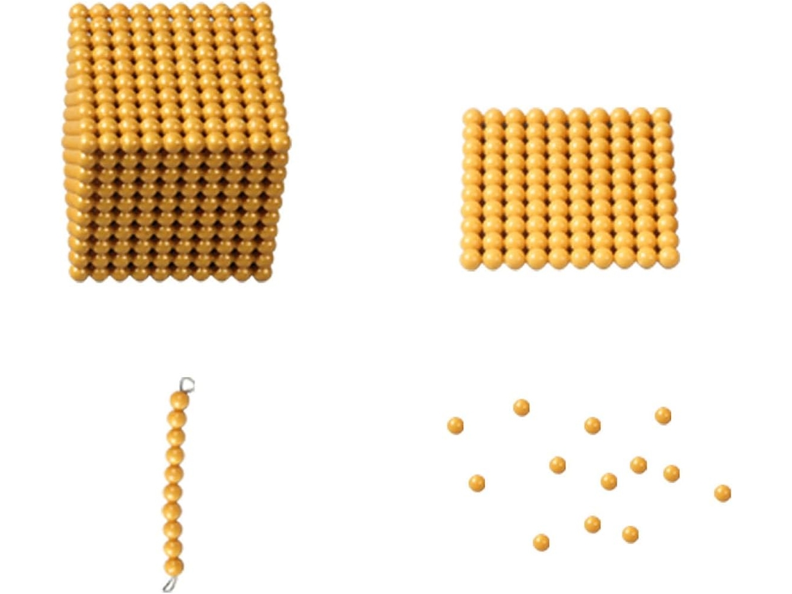 Conjunto Contas Douradas Montessori Para Matemática, Brinquedos Aritméticos Aprendizagem Inicial De Cálculos,