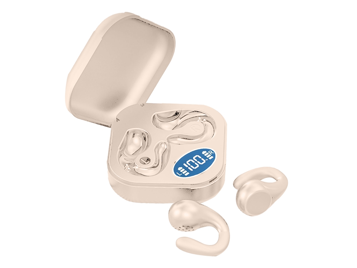 Fones De Ouvido Bluetooth Clip-on Open Ear Hifi Com Display De Bateria Para Esportes Corrida Cor Pele