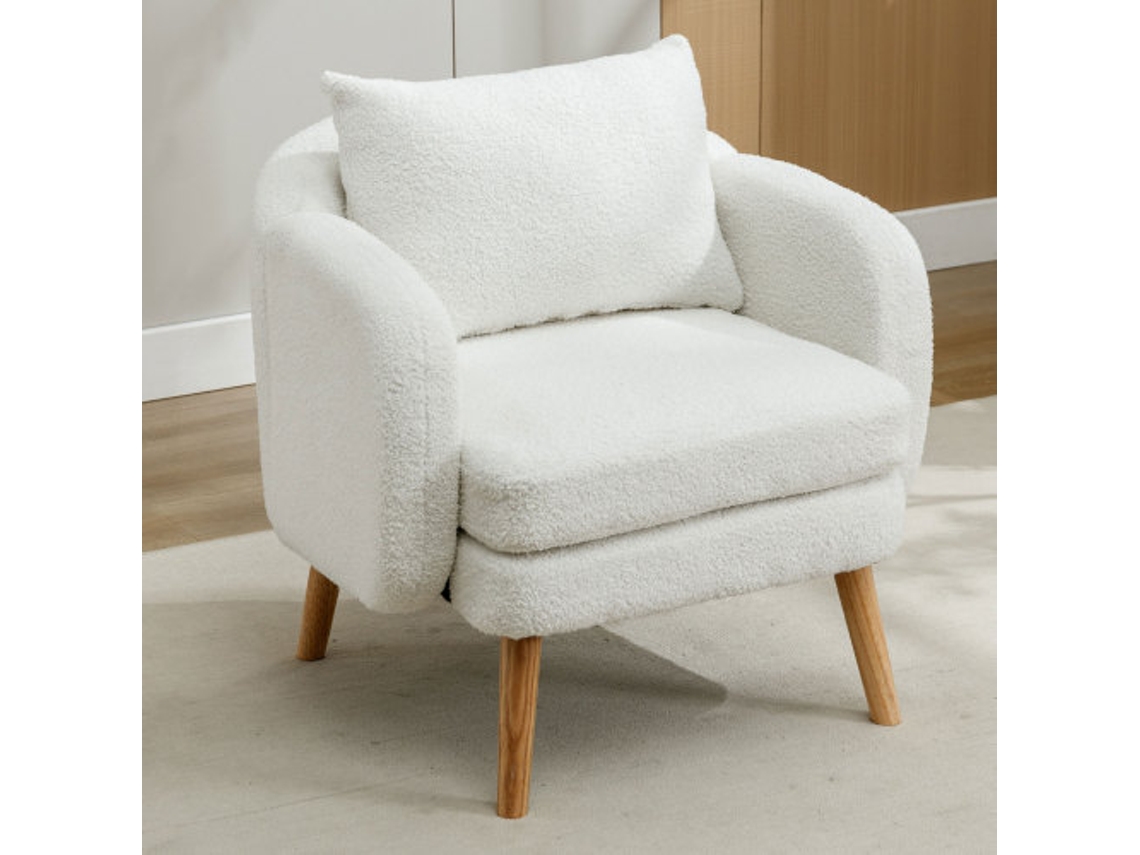 Poltrona Moderna E Simples De Veludo Teddy Com Almofada, Poltrona Com Almofada Extra Grossa, Poltrona De Sofá Individual, Poltrona Estofada, Hvorstur