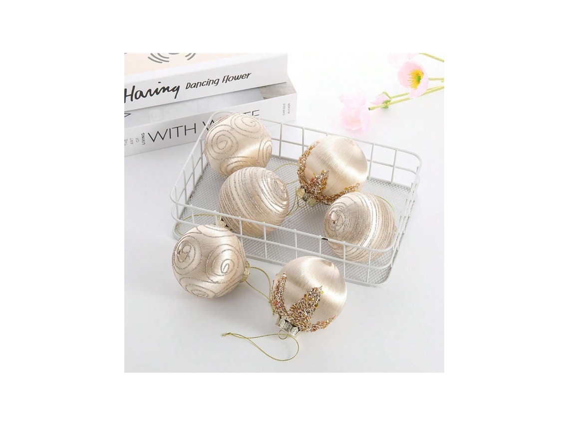 Bola De Natal De Seda 8cm, Atmosfera Festiva, Decoração Para Árvore De Natal, Bola Pendurada, Decoração De Janela De Shopping, 6/caixa. Igvtrade