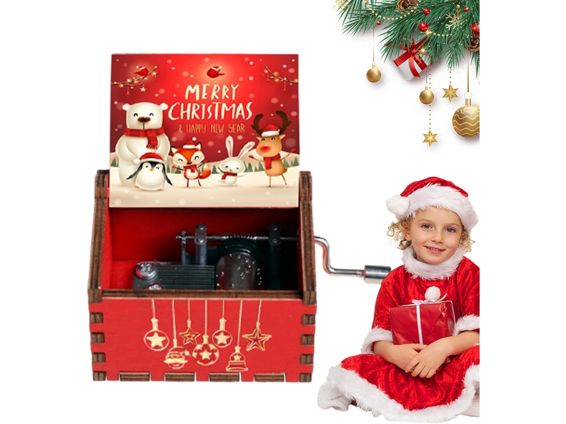 Música Retrô Vintage Madeira Manivela Musique Adaptada Aniversário Thanksgiving Mères Casa Noël - En Bois Fête GOKOCO
