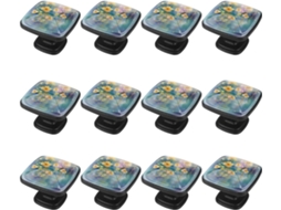 Puxadores Quadrados Para Armários De Cozinha, Puxadores Para Gavetas De Cômoda, 12 Peças, Estampa Abstrata De Flores Da