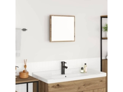 Vidaxl Espelho De Banheiro Led Carvalho Artesanal 40 X 37 X 8.5 Cm