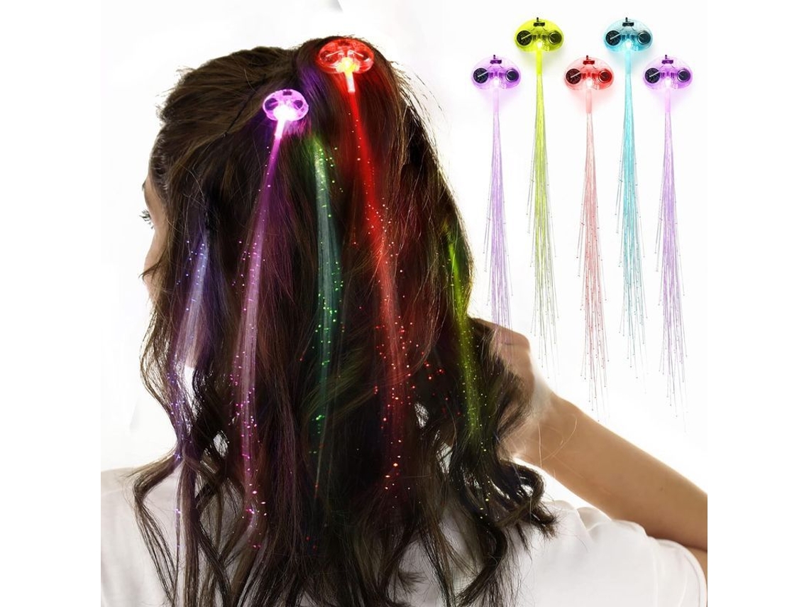 12 Clips De Cabelo Com Led, Extensões De Cabelo Iluminadas Com Pinça, Conjunto De Festa Para Meninas 14 Polegadas